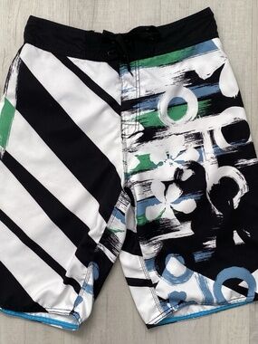Men's Basic Concepts White/Blue/Green Floral Boardshorts Swim Shorts Size 30